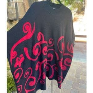 Chico’s Red And Black Paisley Poncho - Size L/XL